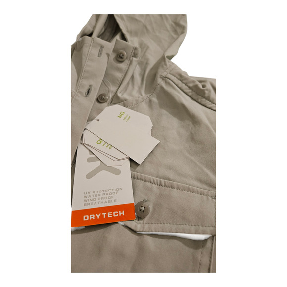 DK XS Long Sleeve Light Gray Button Up Hooded Jacket - Picture 2 of 9